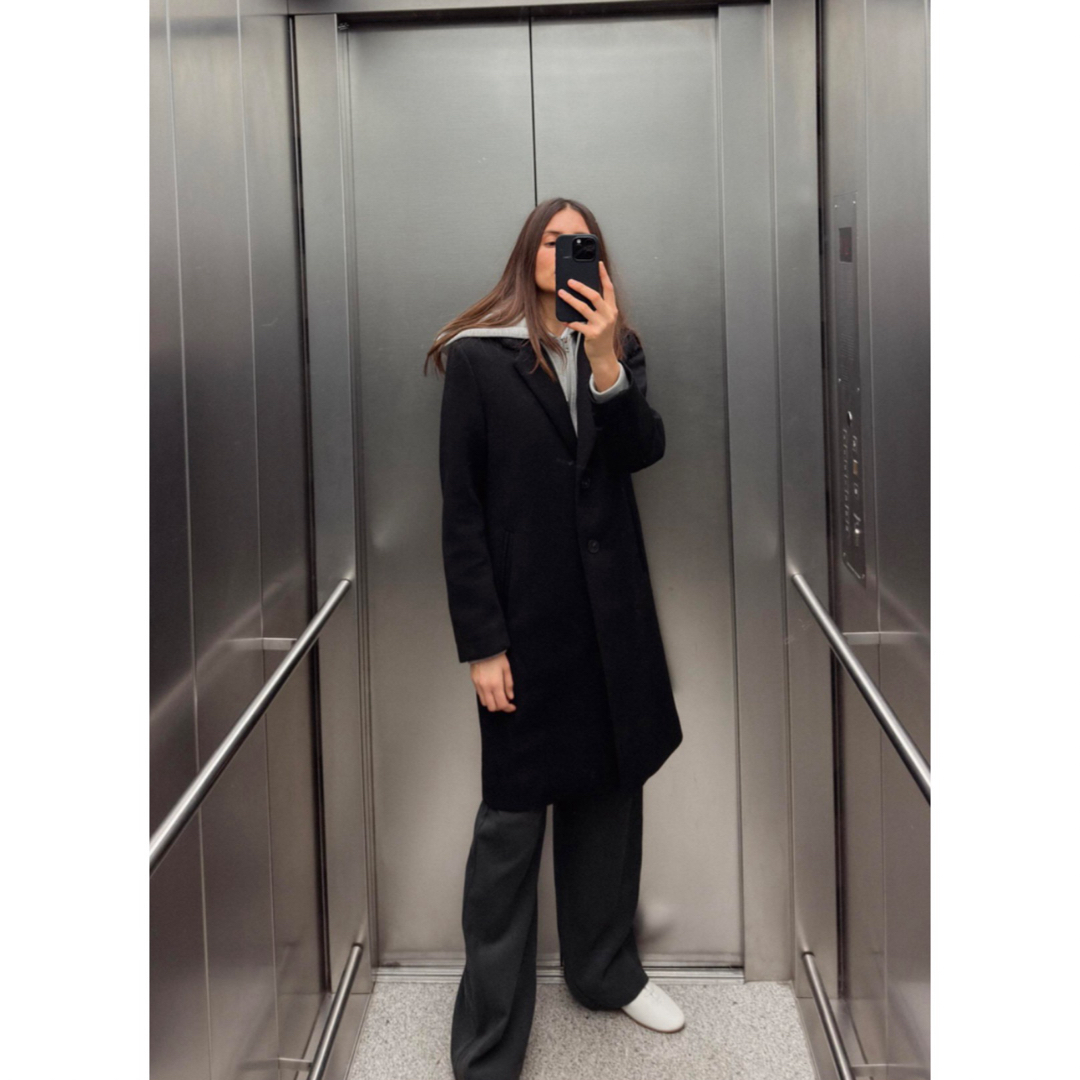 ZARA - ZARA コントラストフード コートの通販 by yo_'s shop ZARA - ZARA コントラストフード コートの通販 by yo_'s shop