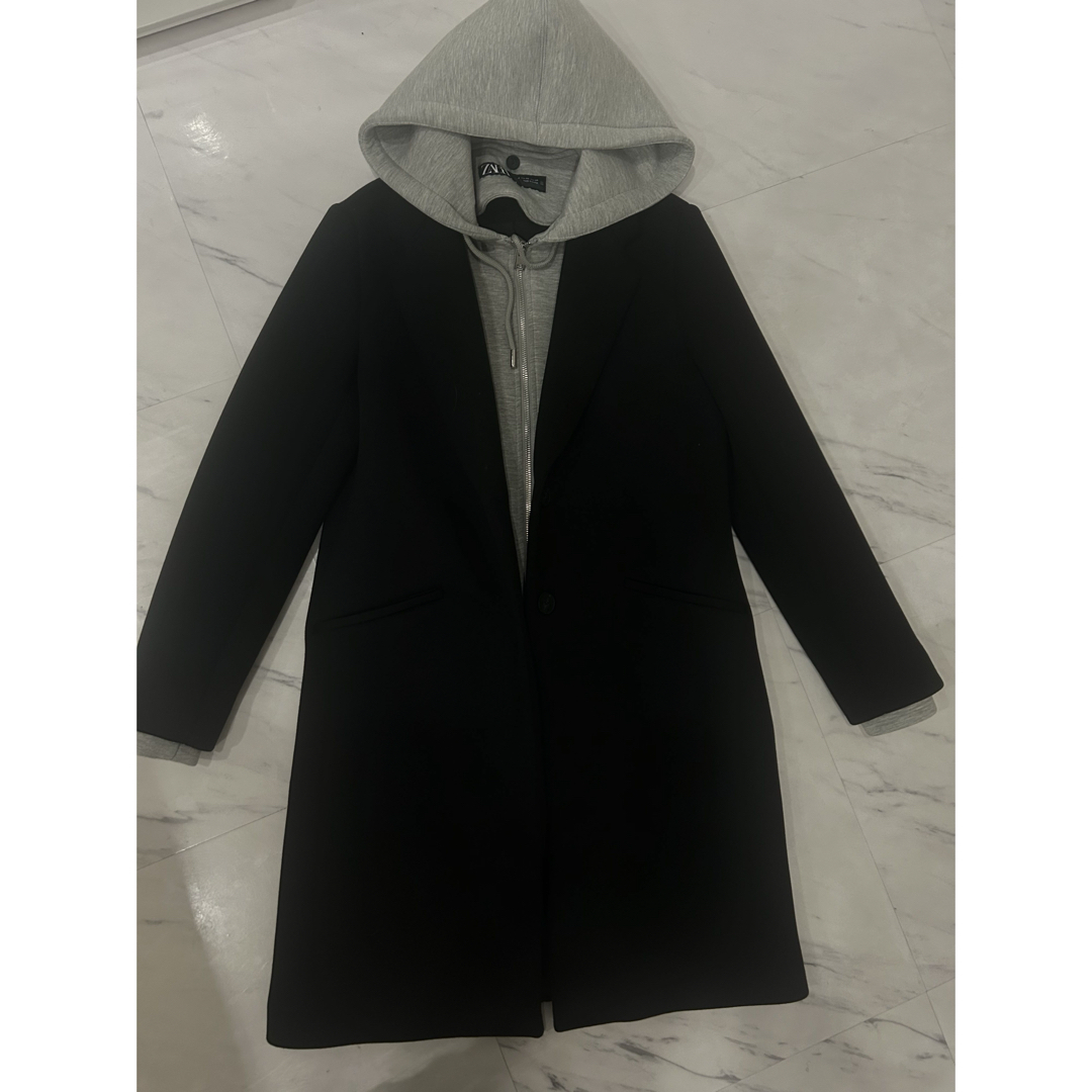 ZARA - ZARA コントラストフード コートの通販 by yo_'s shop ZARA - ZARA コントラストフード コートの通販 by yo_'s shop