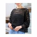 【ブラック】【F】【一部店舗限定】フェザーチュールブラウス