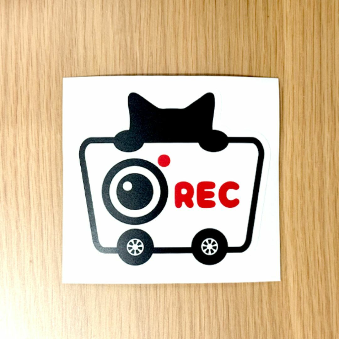 REC ドライブレコーダー 搭載 ドラレコ ステッカー 猫 煽り運転対策 自動車/バイクの自動車(車外アクセサリ)の商品写真
