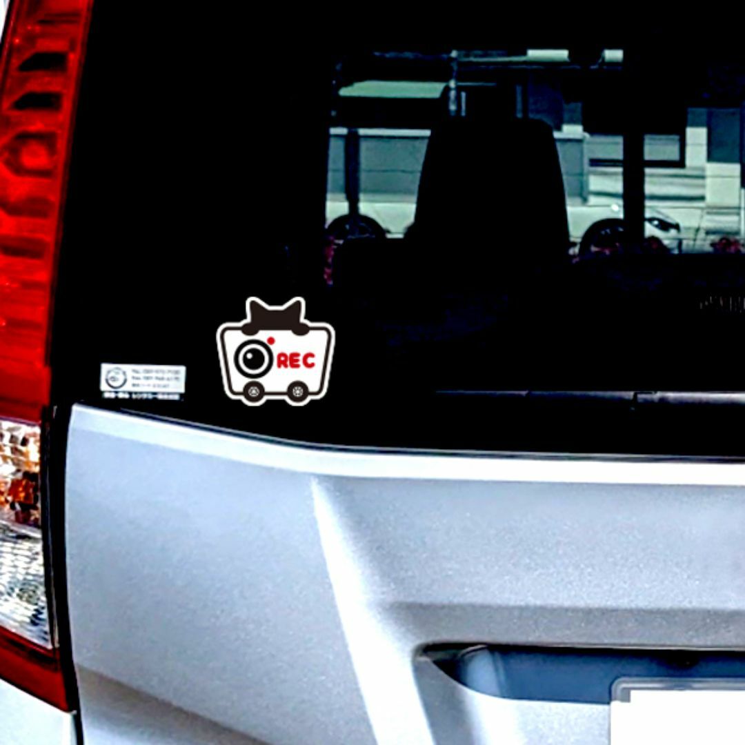 REC ドライブレコーダー 搭載 ドラレコ ステッカー 猫 煽り運転対策 自動車/バイクの自動車(車外アクセサリ)の商品写真