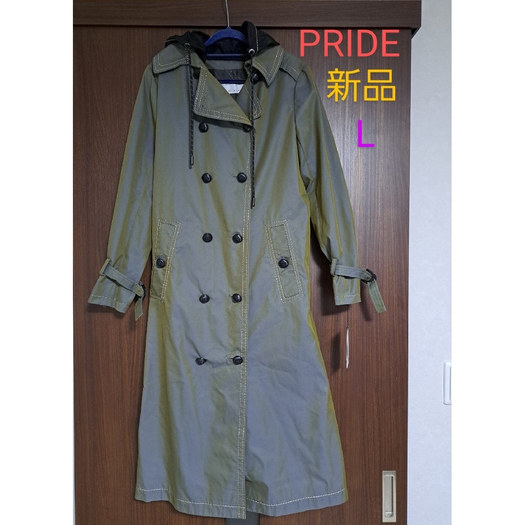新品】PRIDE トレンチコート アウター 個性的 レディース L 新品】PRIDE トレンチコート アウター 個性的 レディース L