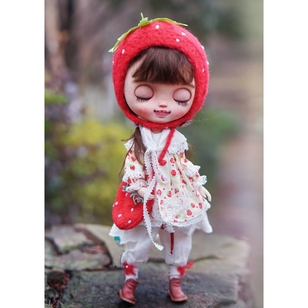 ブライス お洋服 アウトフィット 海外作家製 いちご狩り レッド ブライス お洋服 アウトフィット 海外作家製 いちご狩り レッド