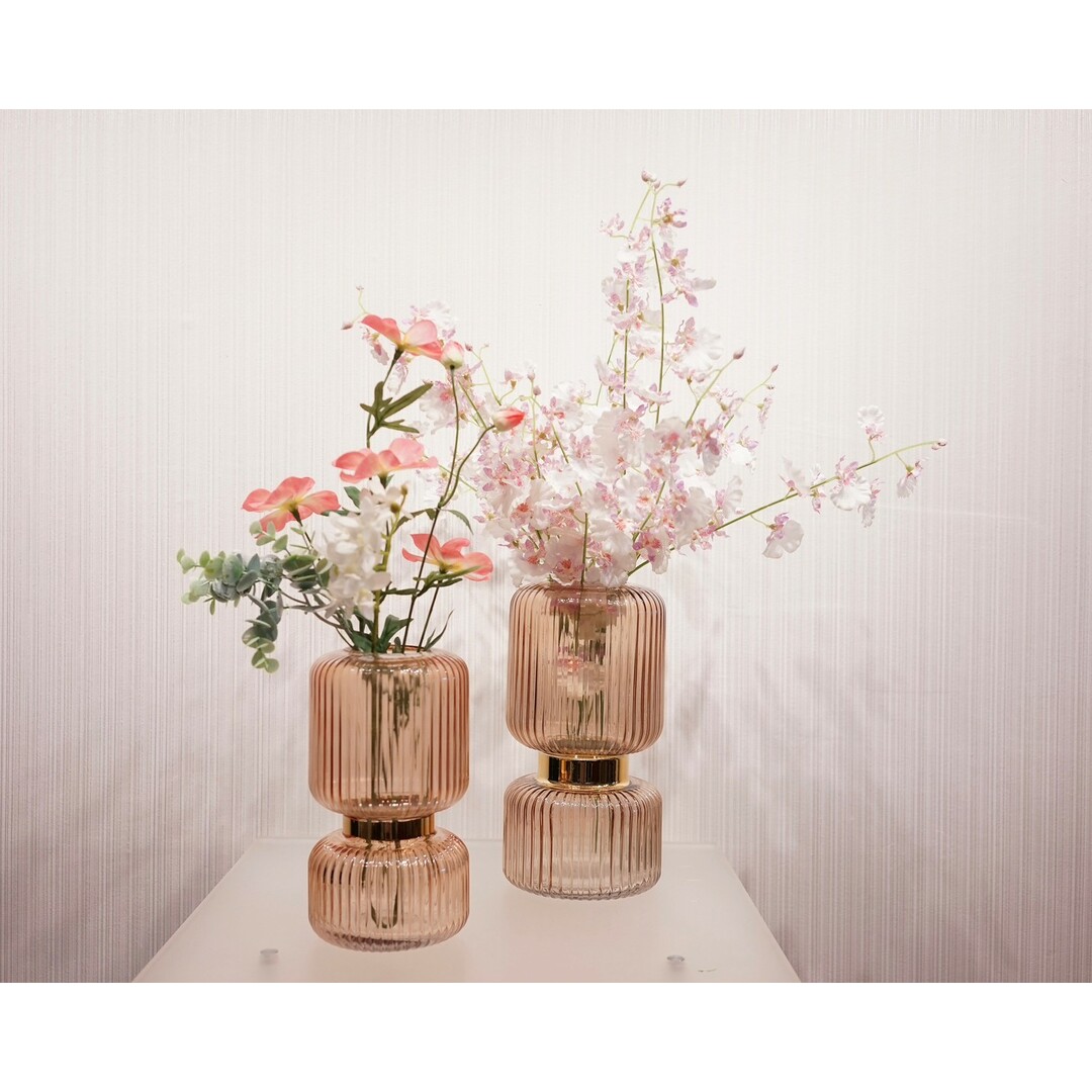 輸入品 フラワーベース ガラス 2個セット 造花付き 花瓶 雑貨 輸入品 フラワーベース ガラス 2個セット 造花付き 花瓶 雑貨