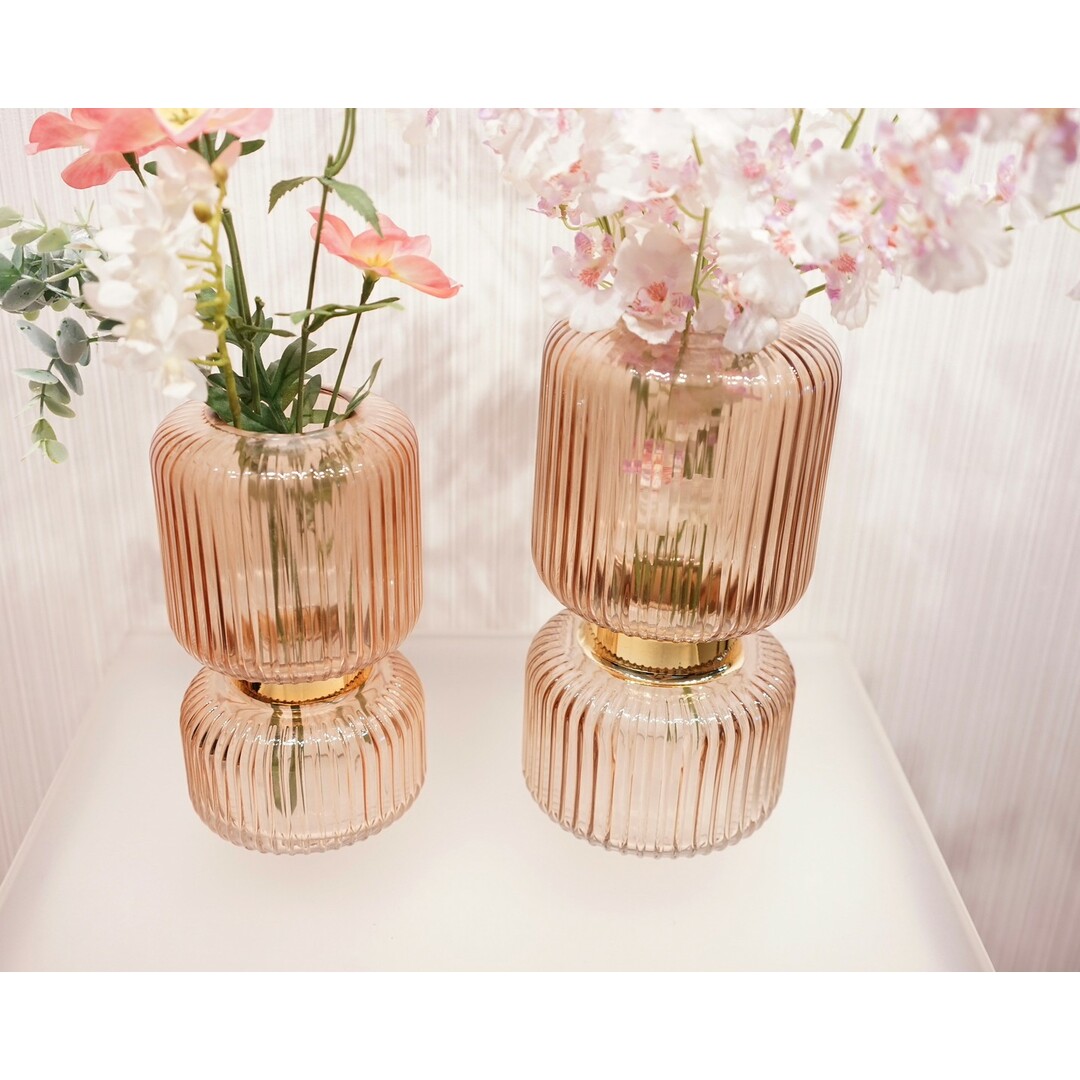 輸入品 フラワーベース ガラス 2個セット 造花付き 花瓶 雑貨 輸入品 フラワーベース ガラス 2個セット 造花付き 花瓶 雑貨
