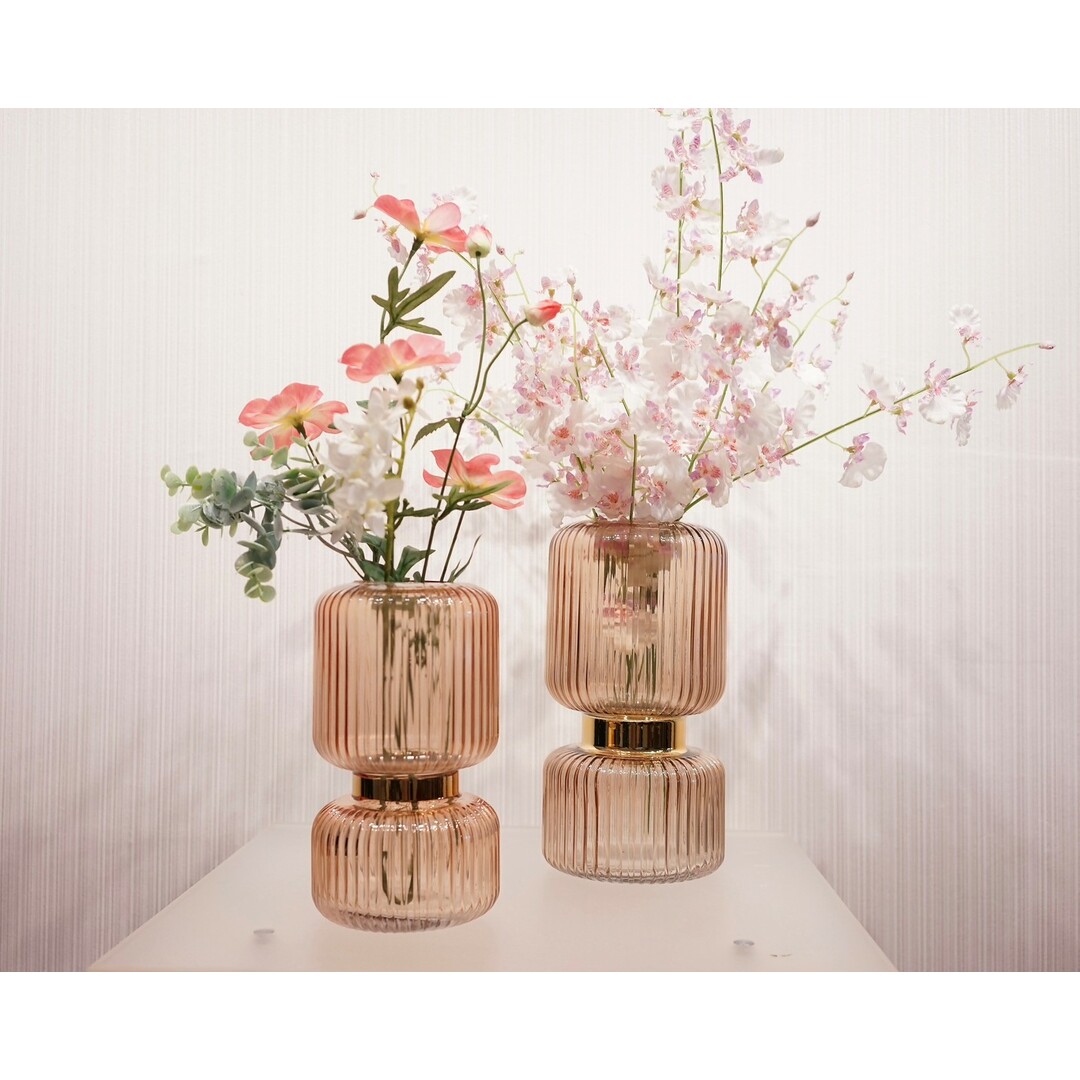 輸入品 フラワーベース ガラス 2個セット 造花付き 花瓶 雑貨 輸入品 フラワーベース ガラス 2個セット 造花付き 花瓶 雑貨