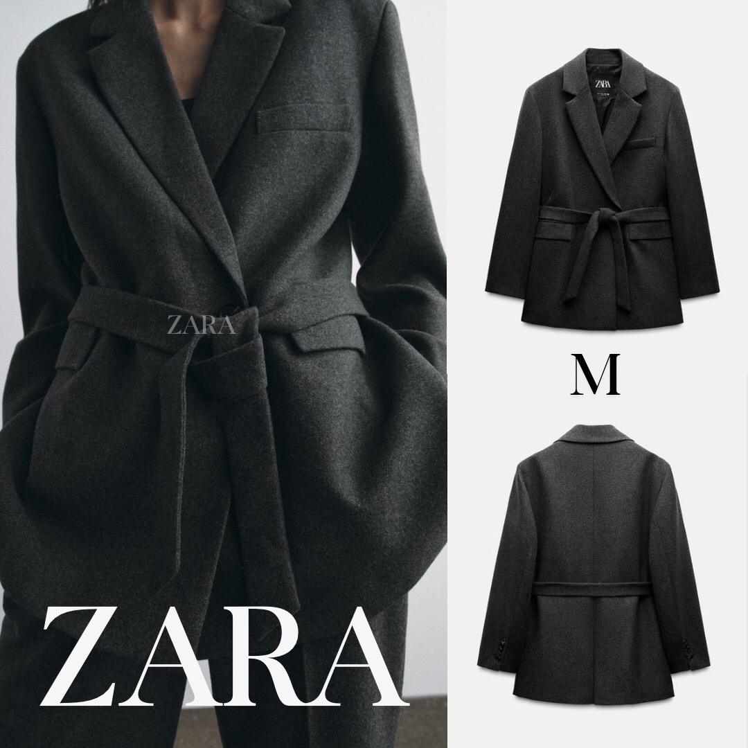 ZARA ザラ ウール混ベルト付きブレザー ZW COLLECTION M ZARA ザラ ウール混ベルト付きブレザー ZW COLLECTION M