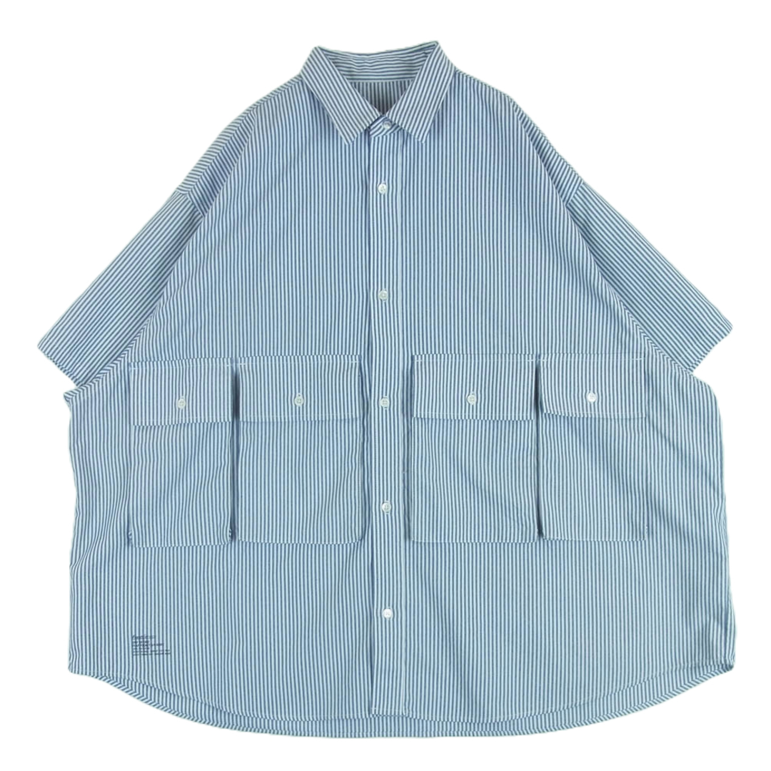 FreshService フレッシュサービス FSW-23-SH_002 DRY OXFORD FLAP POCKET SHIRT ドライ オックスフォード フラップポケット ストライプ 半袖 シャツ ライトブルー系 ホワイト系 F【中古】