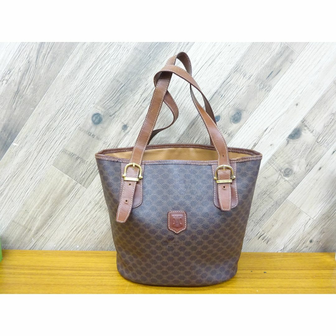 CELINE - 藤074/ CELINE セリーヌ マカダム PVC レザー トートバッグ