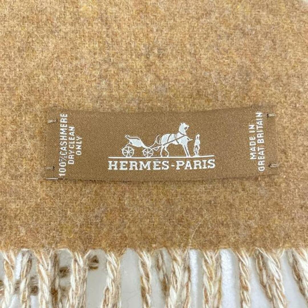 HERMES(エルメス) マフラー - ブラウン×アイボリー カシミヤ HERMES(エルメス) マフラー - ブラウン×アイボリー カシミヤ