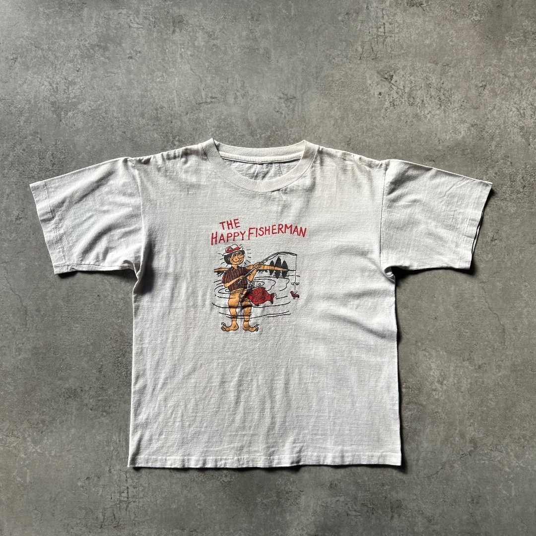 VINTAGE - 80s90s ヴィンテージエロtシャツ ホワイト  L フィッシャーマン