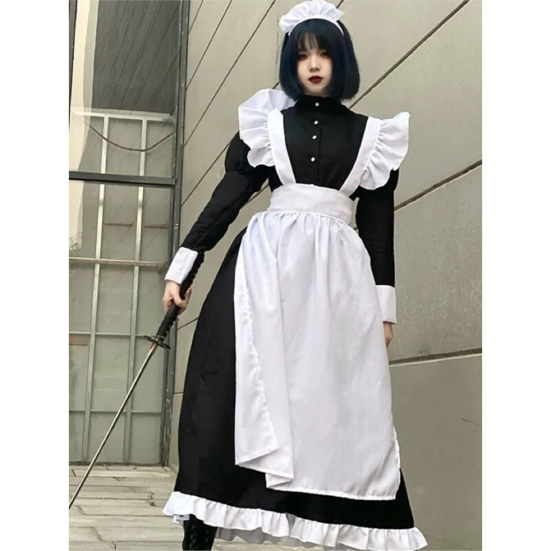 【2024年新作】 新品未使用 レディース 4l 大きいサイズ メイド服 ロングメイド コスプレ衣装