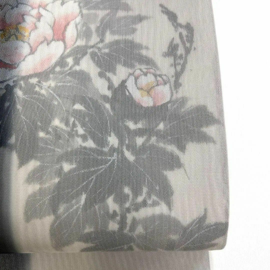 二重紗 牡丹 モノトーン 袋帯 着物 123a p 二重紗 牡丹 モノトーン 袋帯 着物 123a p