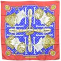 本物 エルメス HERMES スカーフカレ カレ90 SELLES A HOUSSE カバーへの腰かけ スカーフ ショール シルク レッド マルチカラー 服飾小物 中古