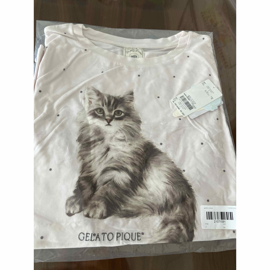 gelato pique - ジェラートピケ CATドット柄ワンポイントTシャツ gelato pique - ジェラートピケ CATドット柄ワンポイントTシャツ