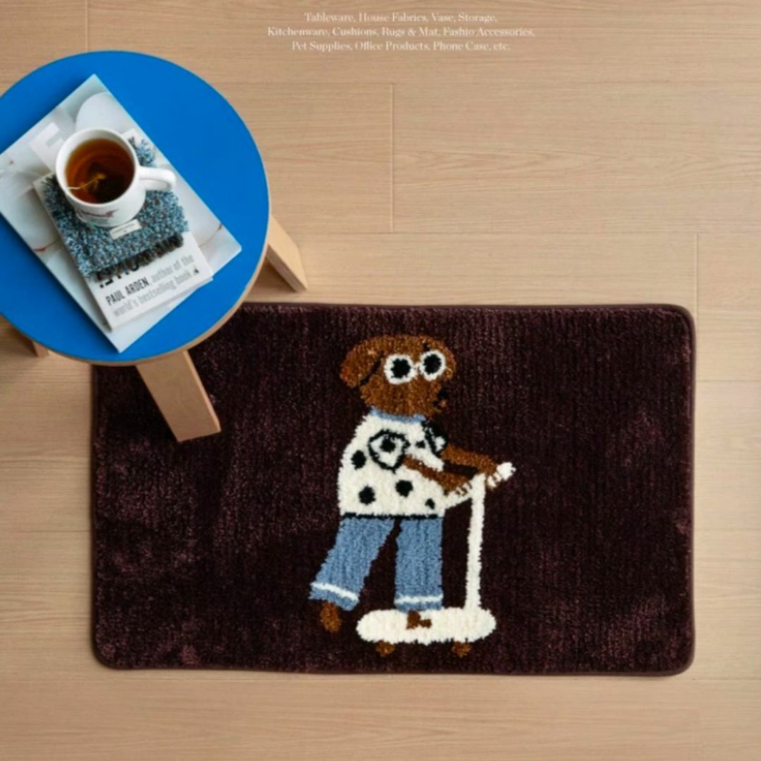 ZARA HOME(ザラホーム)のMoreover アート サングラス犬柄 ミニラグ マット カーペット インテリア/住まい/日用品のラグ/カーペット/マット(ラグ)の商品写真