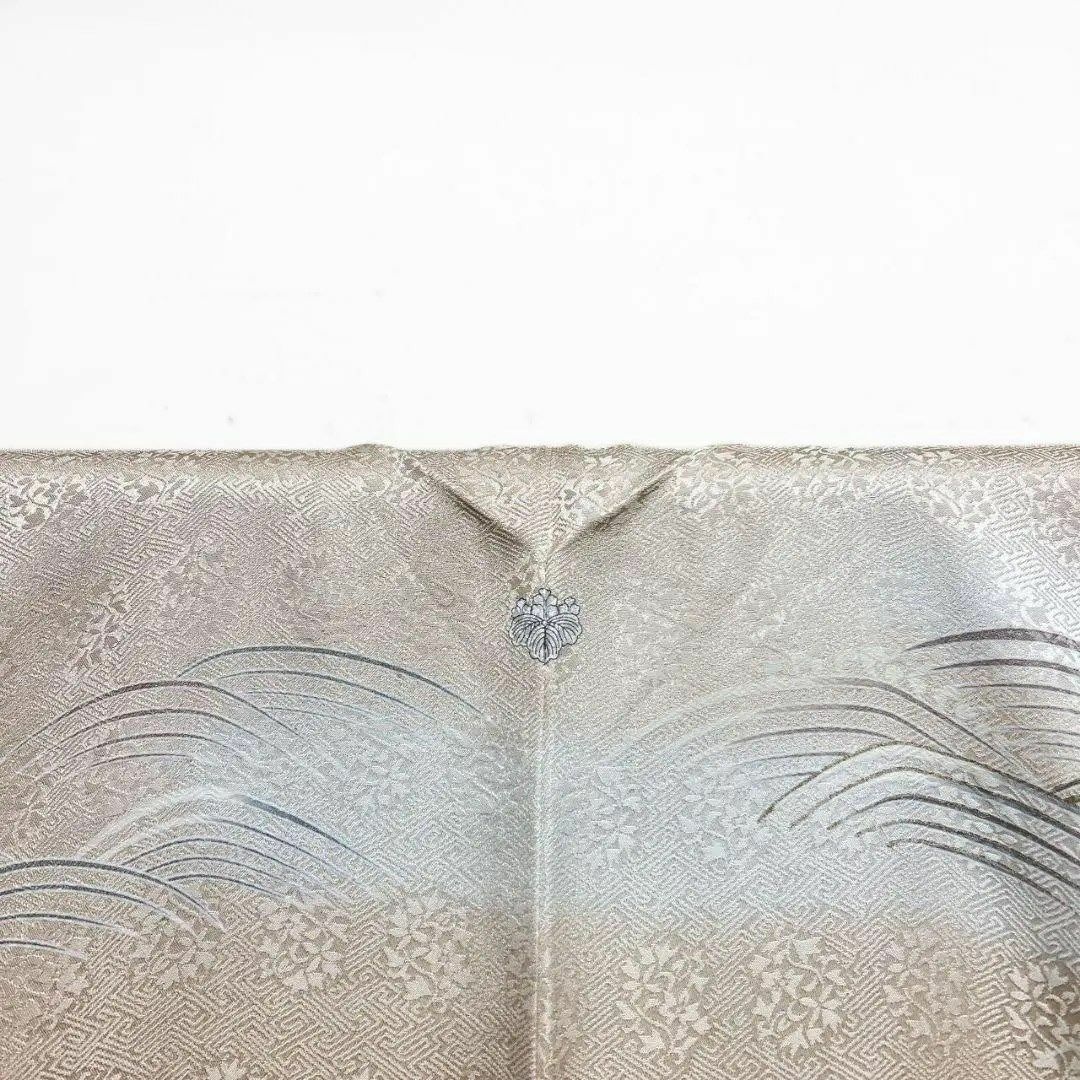 金駒刺繍 金彩 波模様 花地紋 付け下げ 着物 124a p 金駒刺繍 金彩 波模様 花地紋 付け下げ 着物 124a p