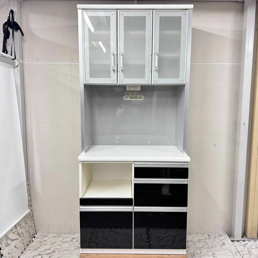 21429 キッチンボード 3枚ガラス扉 幅90cm 古賀家具工業 21429 キッチンボード 3枚ガラス扉 幅90cm 古賀家具工業