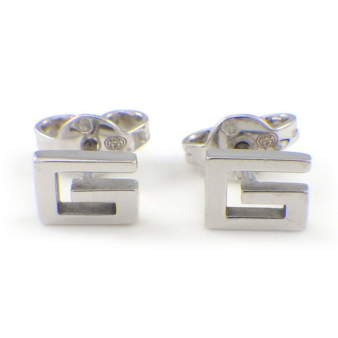 『5年保証』 G ピアス GUCCI グッチ - GUCCI ロゴ 【中古】の K18WG スクエア スタッドピアス