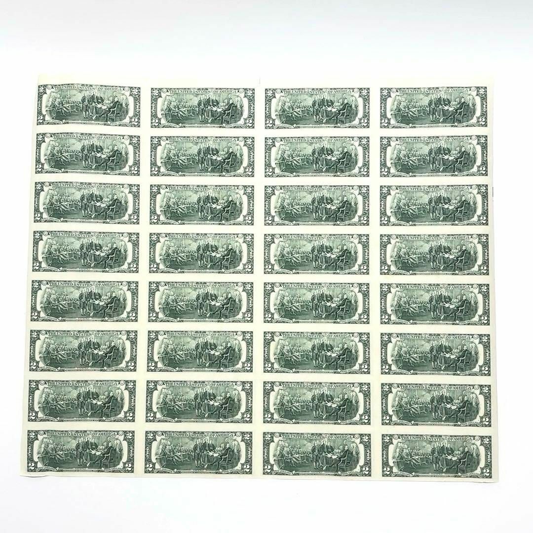 新品 アメリカ 2ドル札 32枚 未裁断シート 紙幣 2003年 解説付 2$ 新品 アメリカ 2ドル札 32枚 未裁断シート 紙幣 2003年 解説付 2$