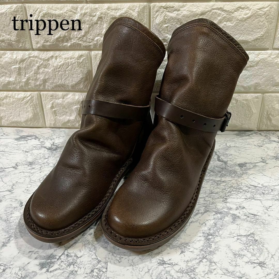 トリッペンtrippen BOMB ボム レザーベルトショートブーツ 茶37