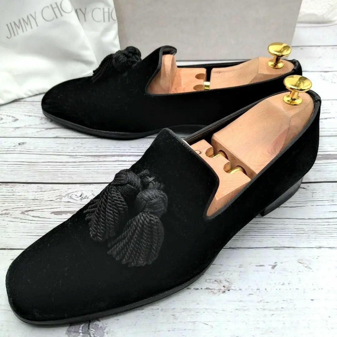 JIMMY CHOO ジミーチュウ 26 タッセルローファー 黒 ベロア JIMMY CHOO ジミーチュウ 26 タッセルローファー 黒 ベロア