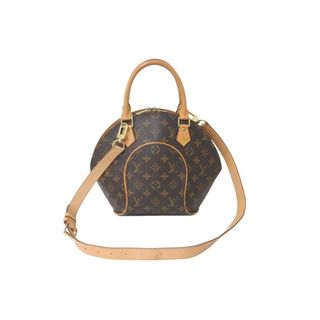 ルイヴィトン(LOUIS VUITTON)のLOUIS VUITTON ルイヴィトン エリプスPM ハンドバッグ モノグラム M51127 PVC ヌメ革 ブラウン ゴールド金具 美品 中古 4c073077(ハンドバッグ)