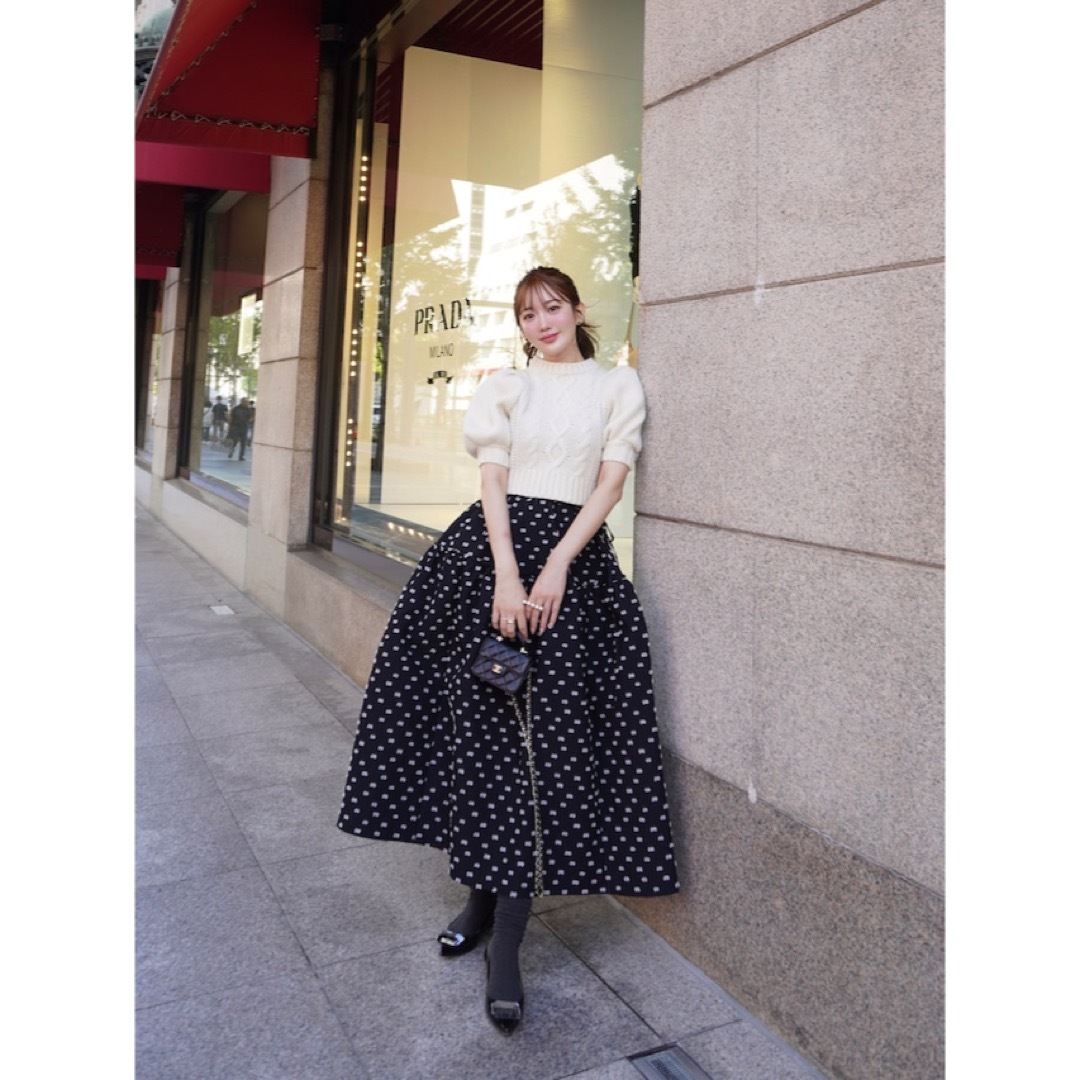 HYEON ヘヨン jacquard skirt / black × white HYEON ヘヨン jacquard skirt / black × white