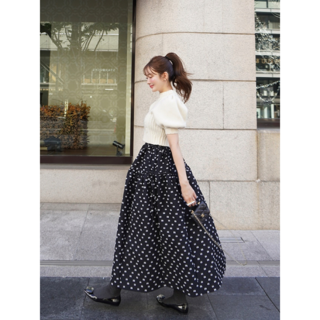 HYEON ヘヨン jacquard skirt / black × white HYEON ヘヨン jacquard skirt / black × white