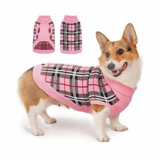 ThinkPet 小型犬用 セーター XS 千鳥格子 ピンク おしゃれ 防寒(犬)