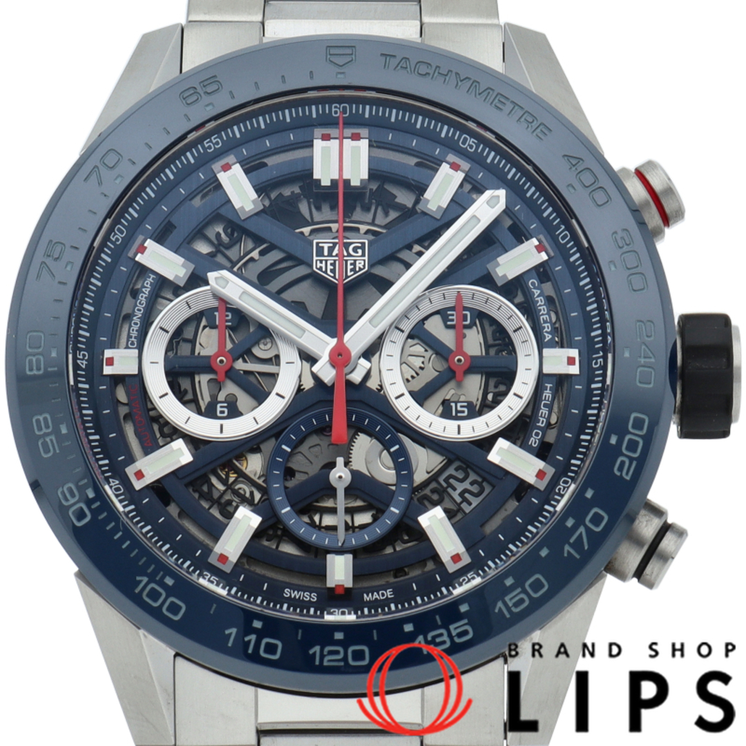 TAG Heuer - タグ・ホイヤー カレラ キャリバーホイヤー02 クロノグラフ Carrera Calibre Heuer 01 Chronograph CBG2A11.BA0654 箱 保証書 SS/ラバー メンズ時計 透明 仕上げ済 美品 【中古】