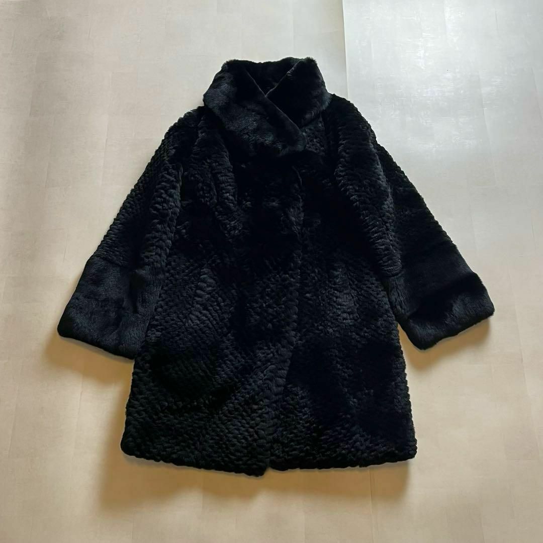 タグ付】レッキス ロングコート ファーコート 黒 L Vesgioia 古着 タグ付】レッキス ロングコート ファーコート 黒 L Vesgioia 古着