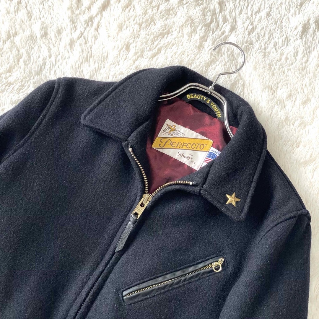 Schott × BEAUTY & YOUTH メルトン ライダースジャケット Schott × BEAUTY & YOUTH メルトン ライダースジャケット