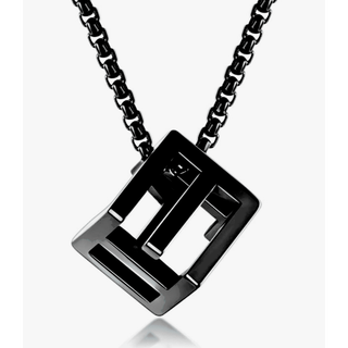 【Rk001】ネックレス　アクセサリー 　メンズ 　ブラック　ルービックキューブ(ネックレス)