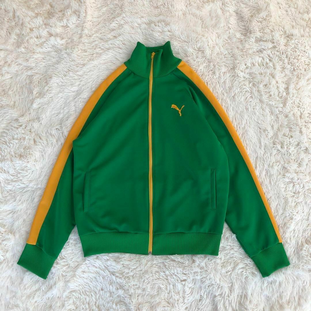 PUMA - プーマPUMAトラックジャケットグリーン黄色L古着ジャージ PUMA - プーマPUMAトラックジャケットグリーン黄色L古着ジャージ