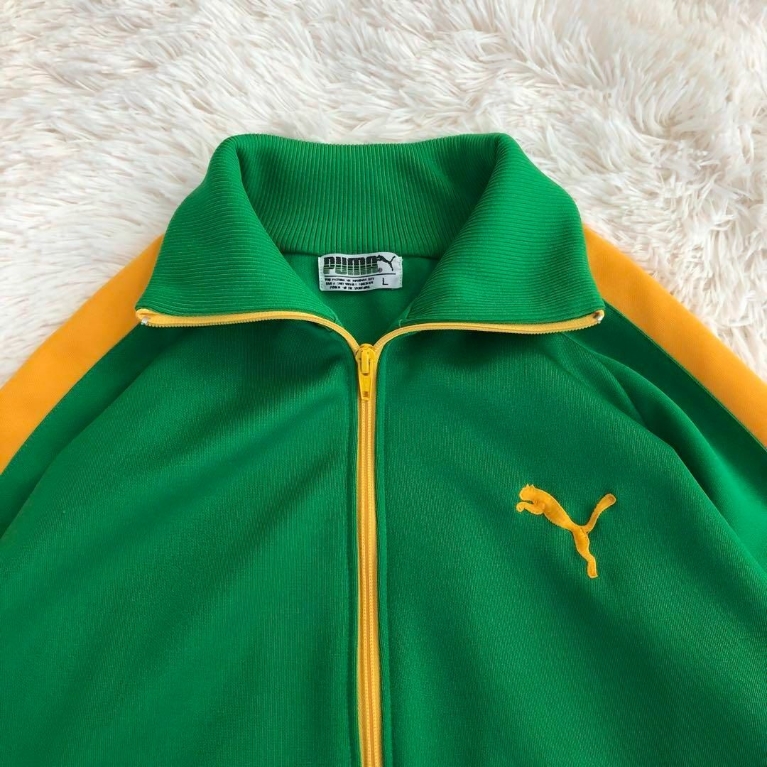 PUMA - プーマPUMAトラックジャケットグリーン黄色L古着ジャージ PUMA - プーマPUMAトラックジャケットグリーン黄色L古着ジャージ