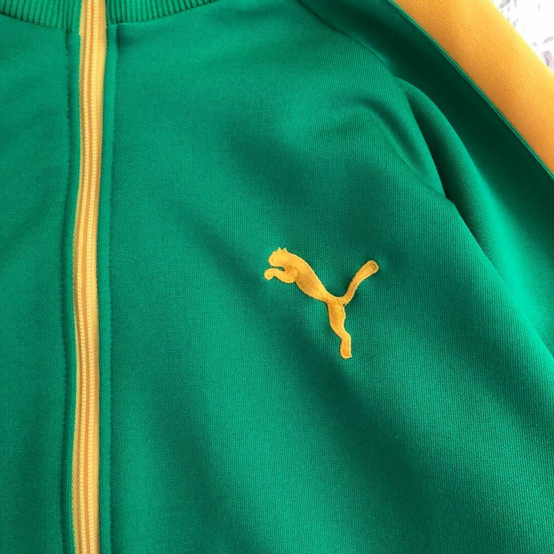 PUMA - プーマPUMAトラックジャケットグリーン黄色L古着ジャージ PUMA - プーマPUMAトラックジャケットグリーン黄色L古着ジャージ