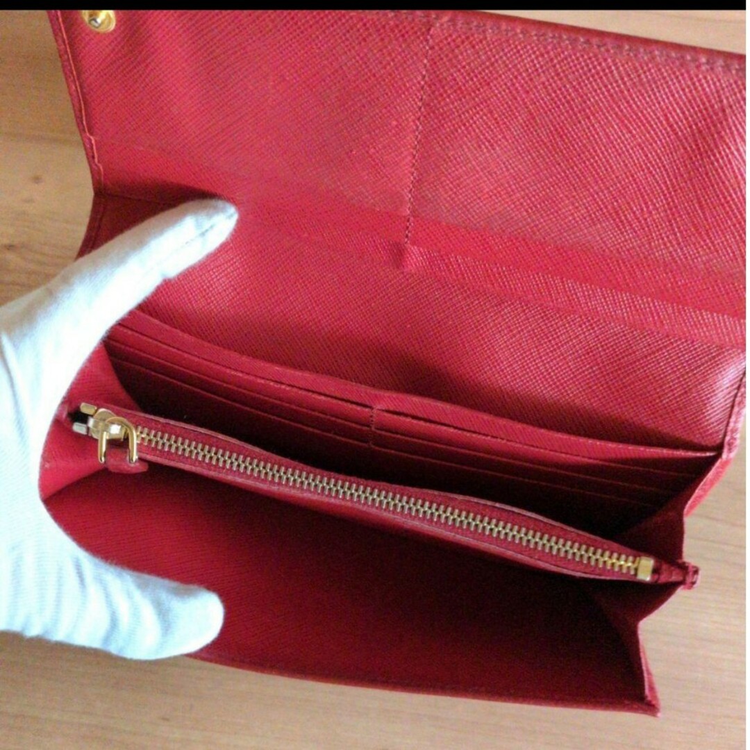 PRADA - 良品 プラダ サフィアーノ レザー 長財布 ピンク 赤 PRADA - 良品 プラダ サフィアーノ レザー 長財布 ピンク 赤