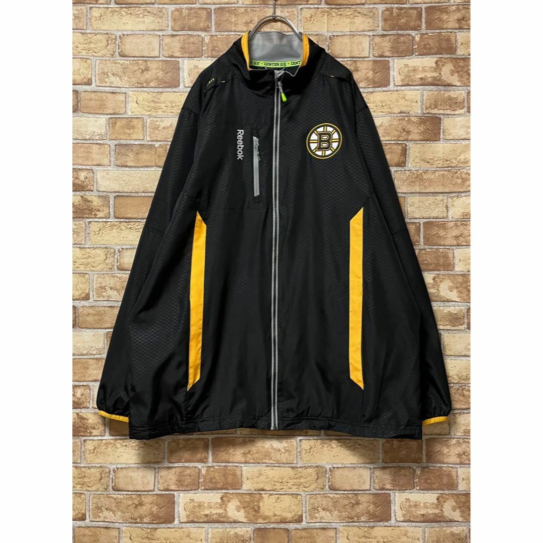 Reebok(リーボック)のリーボック　NHL　ナイロンジャケット　ビッグシルエット　チーム刺繍　黒　L その他のその他(その他)の商品写真