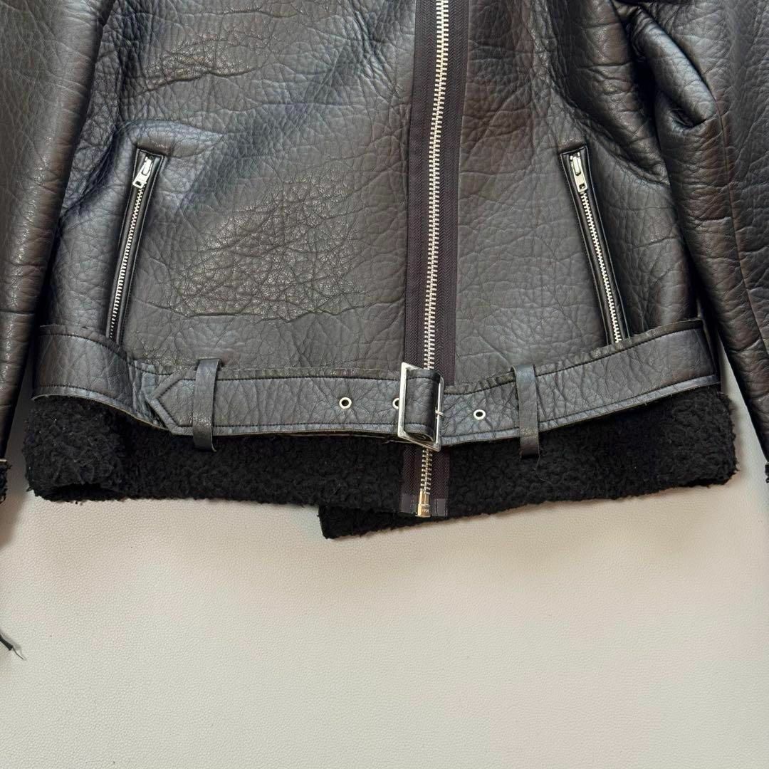 STUSS ステューシー フェイクムートン レザーライダースジャケット STUSS ステューシー フェイクムートン レザーライダースジャケット