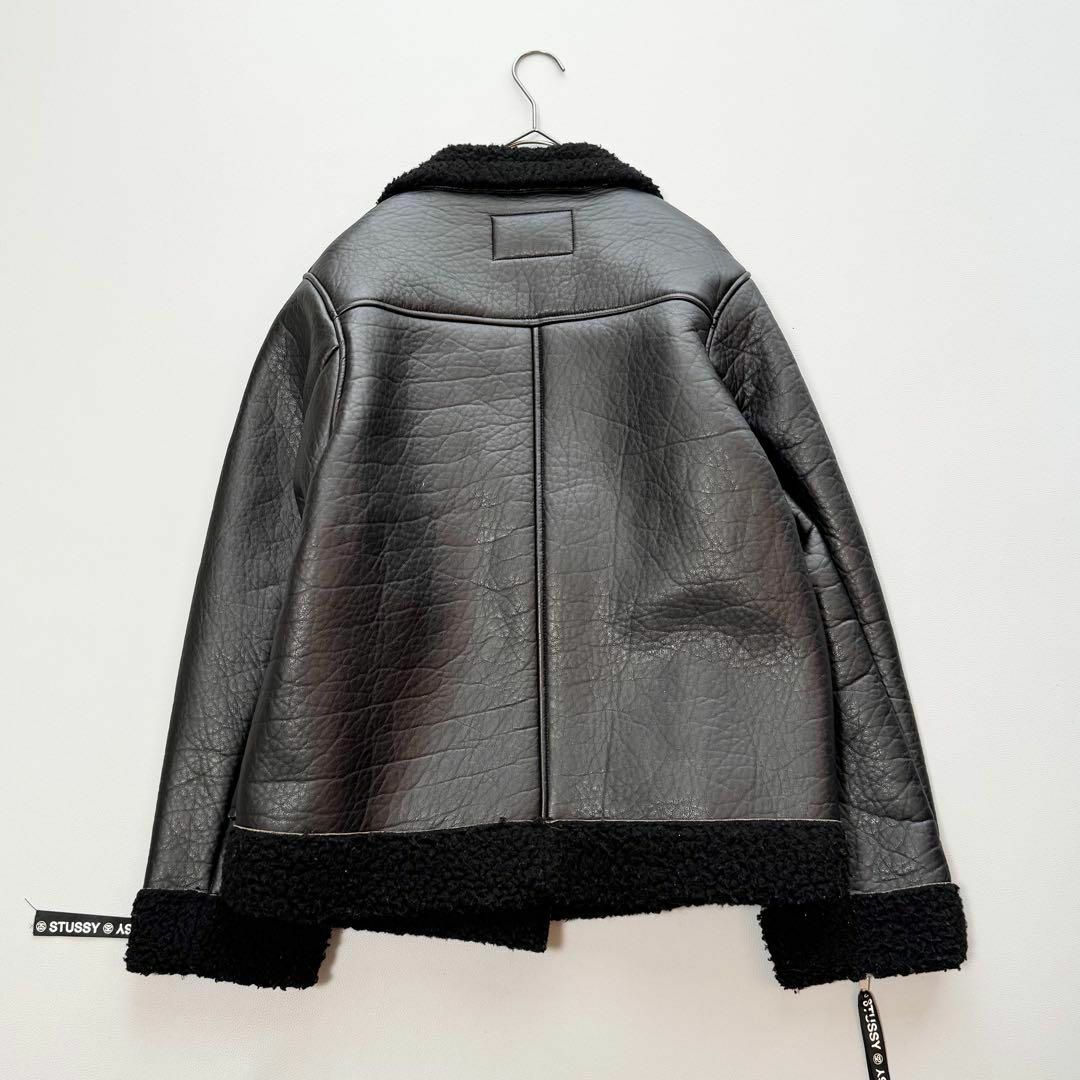 STUSS ステューシー フェイクムートン レザーライダースジャケット STUSS ステューシー フェイクムートン レザーライダースジャケット