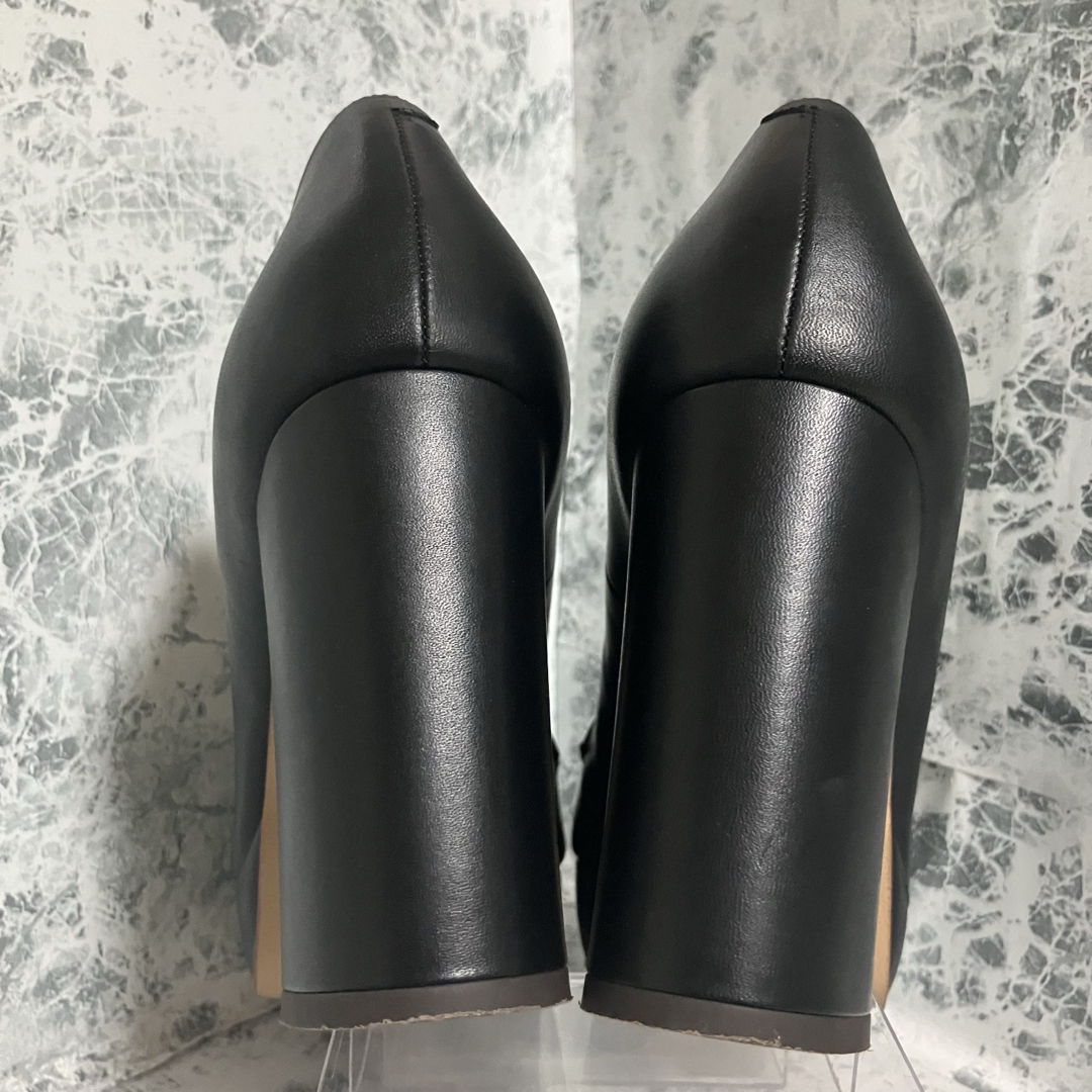 美品】DIANA ブラック スクエアトゥ チャンキーヒール24㎝ 美品】DIANA ブラック スクエアトゥ チャンキーヒール24㎝