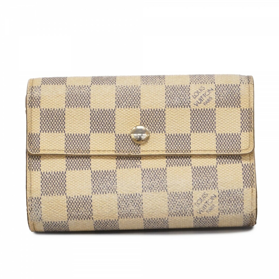 LOUIS VUITTON - 【5ac1646】ルイヴィトン 三つ折り財布 ダミエ・アズール ポルトフォイユアレクサンドラ N63068 ホワイト【中古】メンズ レディース ユニセックス