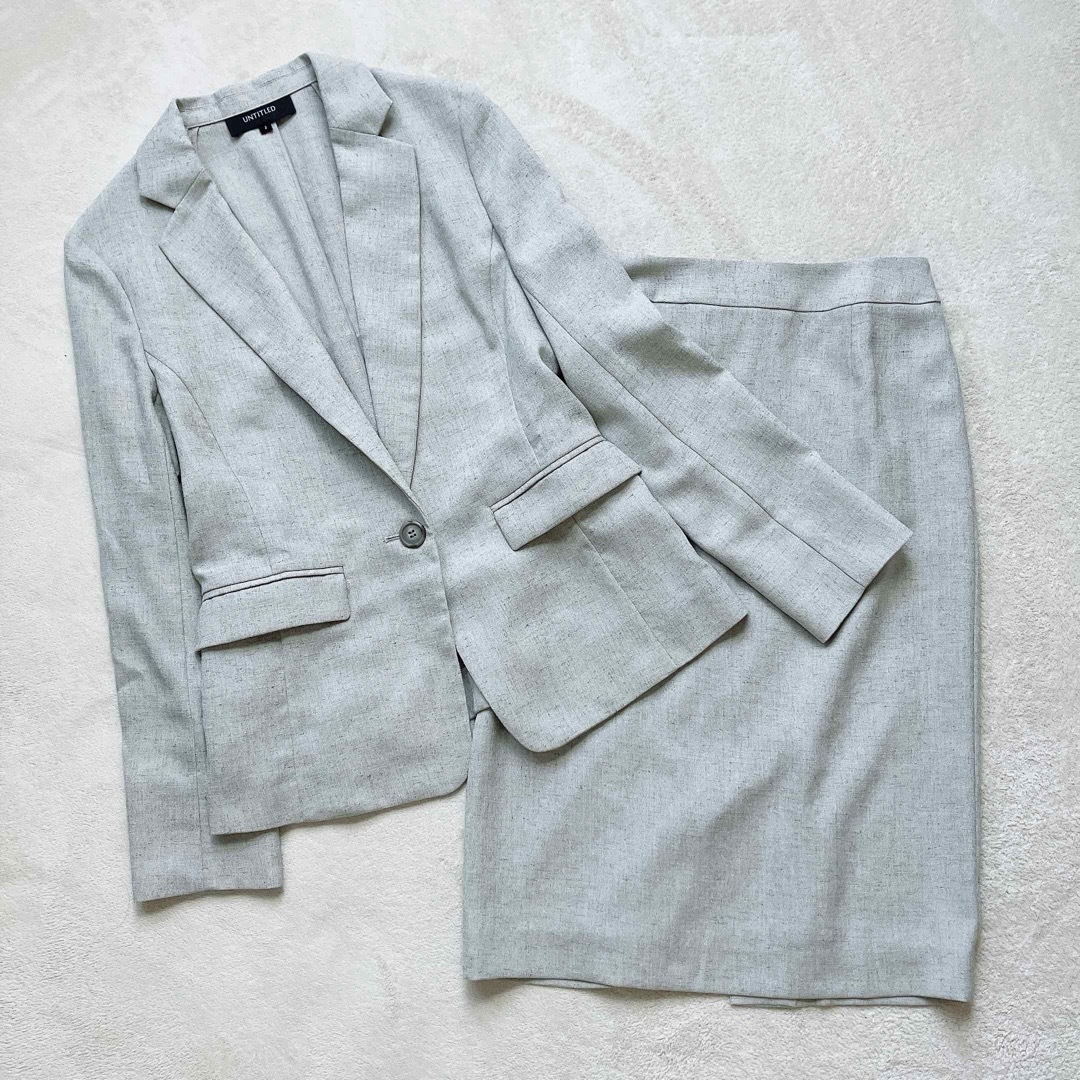 UNTITLED リネン ジャケット&スカート スーツセット 2 グレー UNTITLED リネン ジャケット&スカート スーツセット 2 グレー