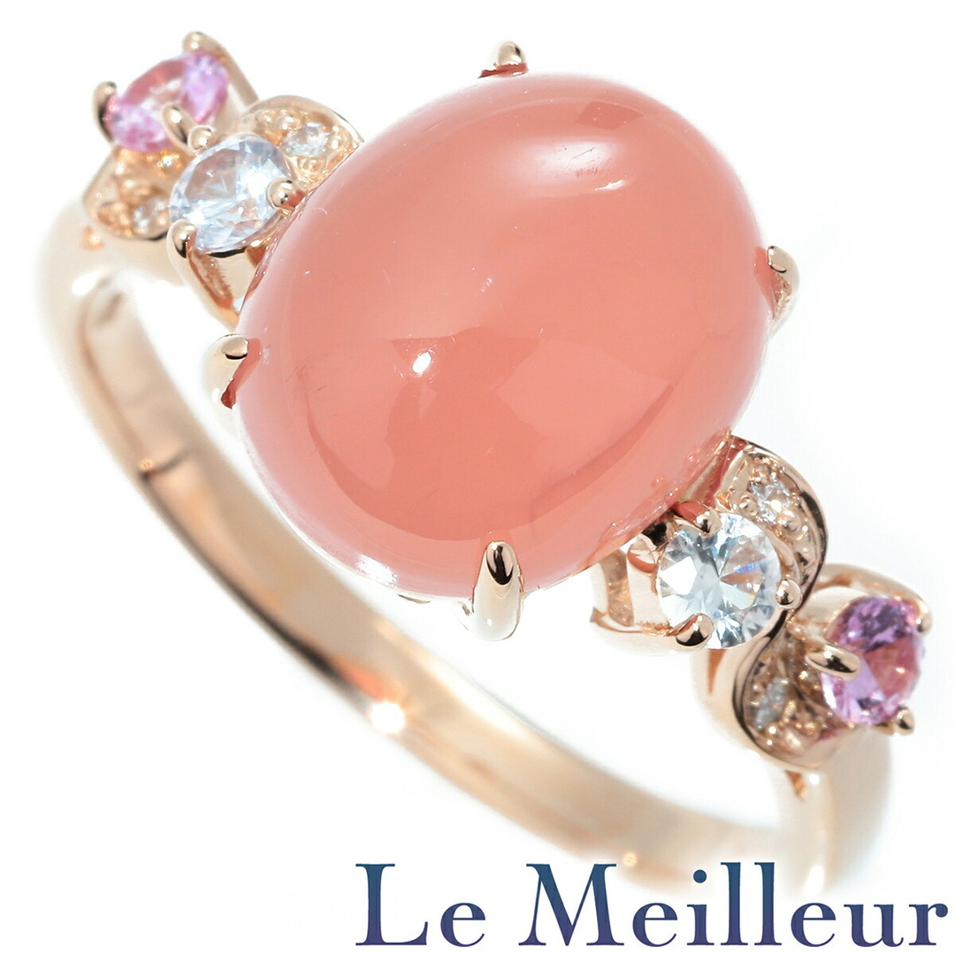 QVC キュー・ヴィー・シー カラフルデザインリング 指輪 ロードクロサイト 3.5ct サファイア 0.28ct K18 13号 中古 プレラブド 返品OK
