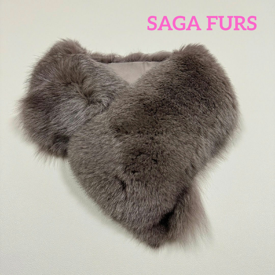 未使用 SAGA FURS ファーマフラー グレージュ サガファー 未使用 SAGA FURS ファーマフラー グレージュ サガファー