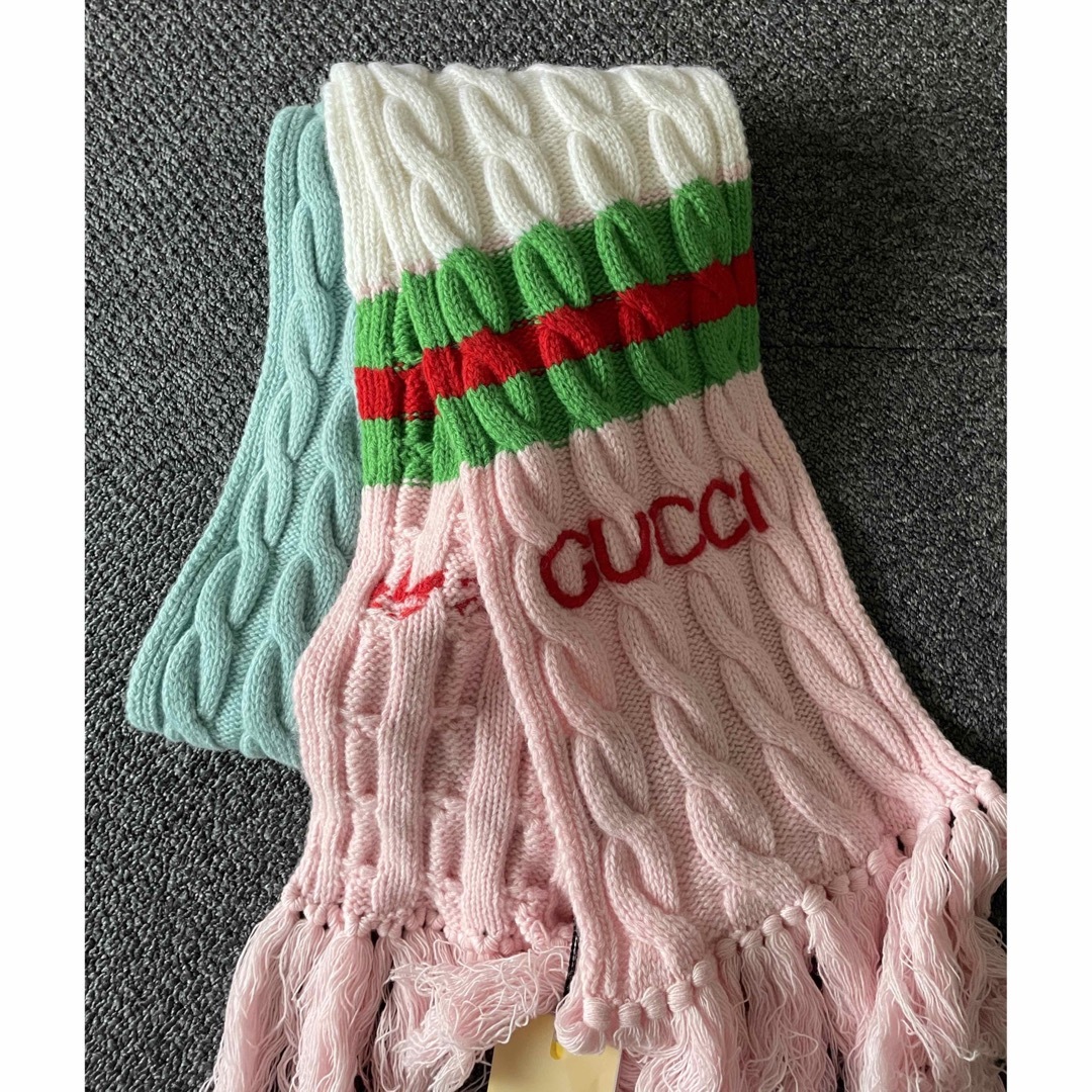 GUCCI(グッチ)のGucci adidas グッチ アディダス マフラー ピンクブルー新品マフラー レディースのファッション小物(マフラー/ショール)の商品写真