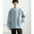 【BLUE】【M】ポンチクルーネックカーディガン