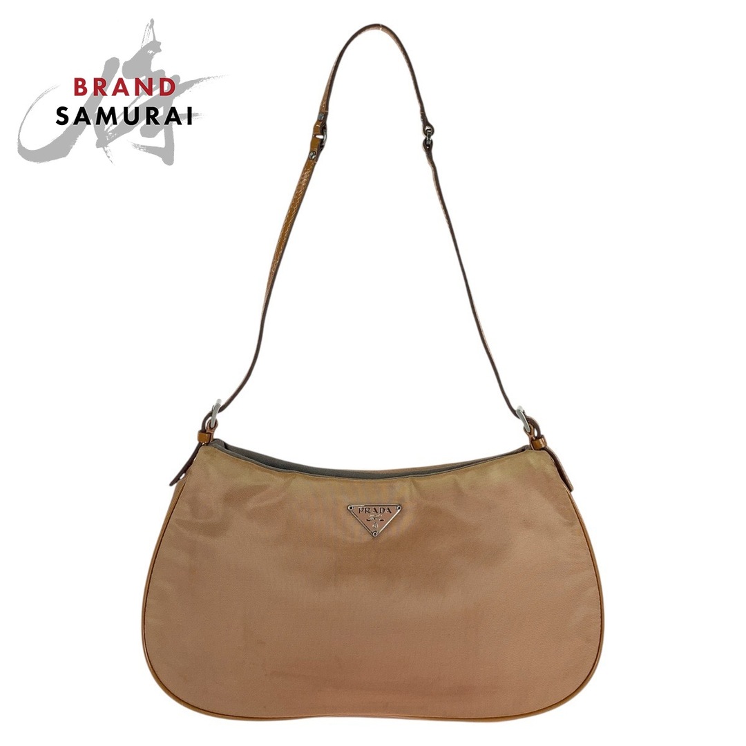 PRADA プラダ テスート 三角ロゴプレート ブラウン ベージュ PRADA プラダ テスート 三角ロゴプレート ブラウン ベージュ