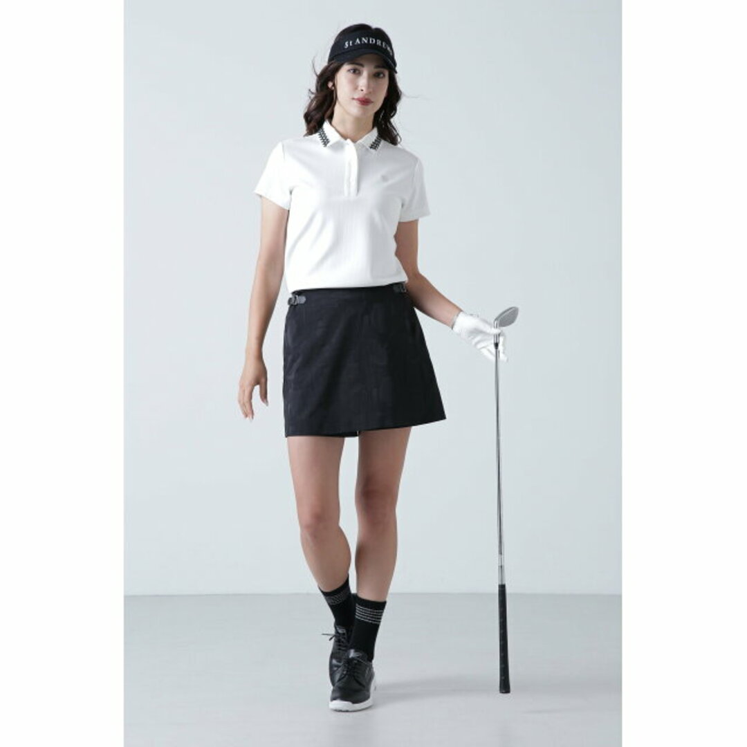 【ホワイト】ストライプ半袖ポロシャツ (WOMENS) その他のその他(その他)の商品写真